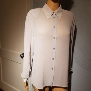 Jones New York sheer dove grey shirt blouse